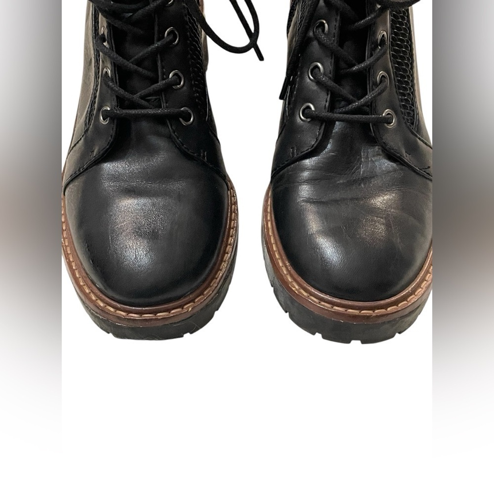 Alex Marie Avelli Leather Lace Up Combat Booties Lugsole Block‎ Heel Size 6 - Picture 7 of 11